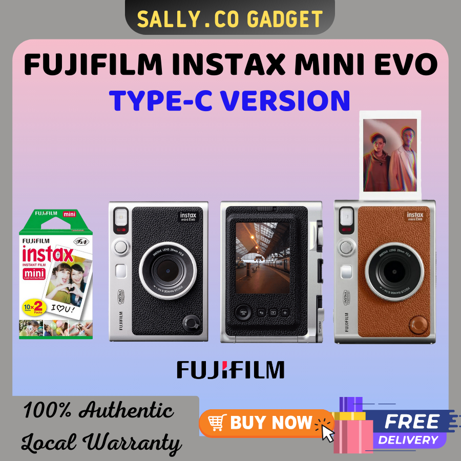 [Ready Stock] Fujifilm INSTAX mini Evo Hybrid Digital Instant Film Camera(USB-Type C)