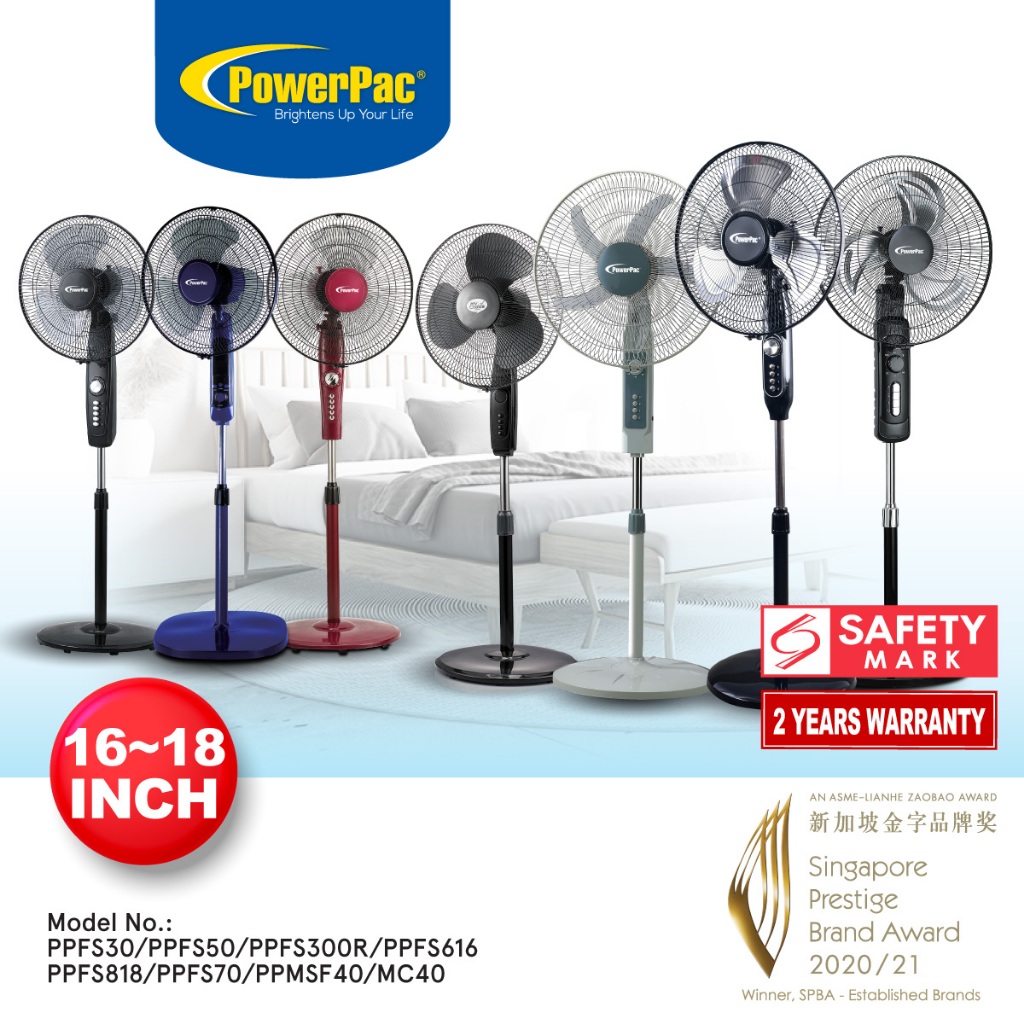 PowerPac Stand Fan 16 inch Standing fan (PPFS30/PPFS50/PPFS300R/PPFS616/PPMSF40/MC40)