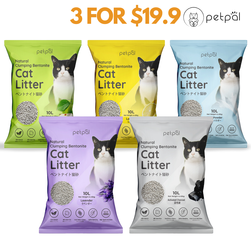 [3 FOR $19.9] PETPAL Low Dust Quick Clump Bentonite Cat Litter (10L | 6.45kg each)