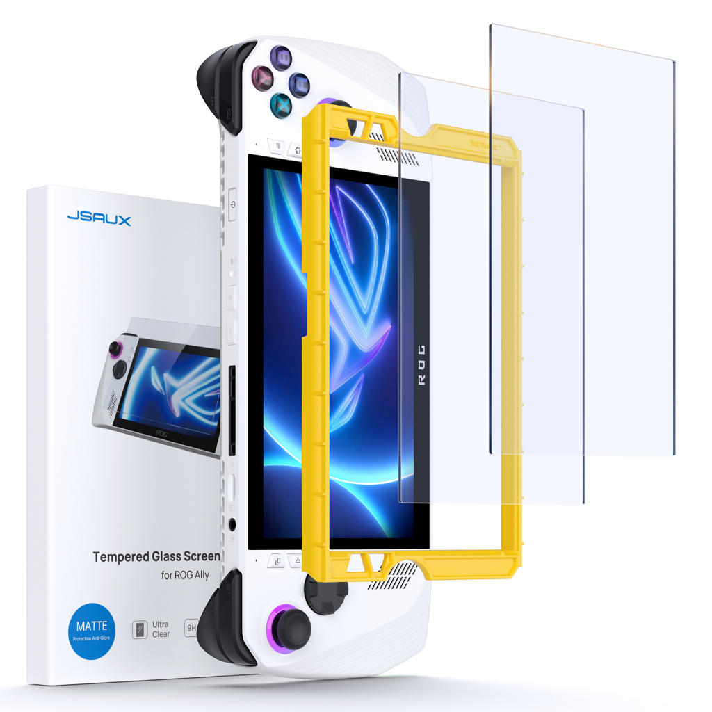 [2 Pack] JSAUX ROG Ally X Screen Protector Matte Tempered Glass with Alignment Frame