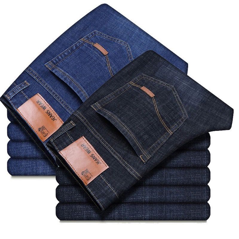 Men's Jeans Classic Pants Stretch Straight Jeans Slim Elastic Jeans Fashion Business Jeans