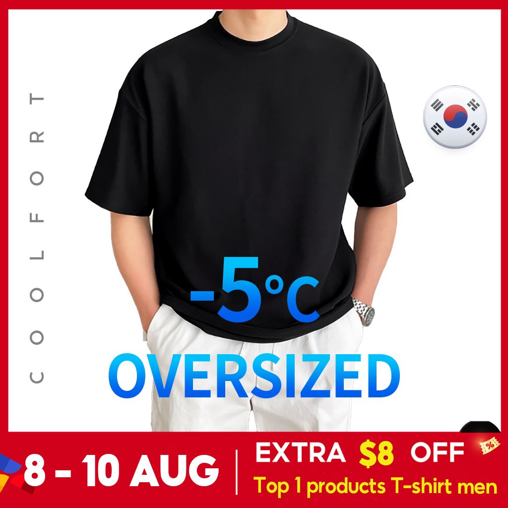 [8.8 Sale] Coolfort Windyfit Men's Oversized Tee Men T Shirt Korean Casual Ice Short Sleeve T-shirts