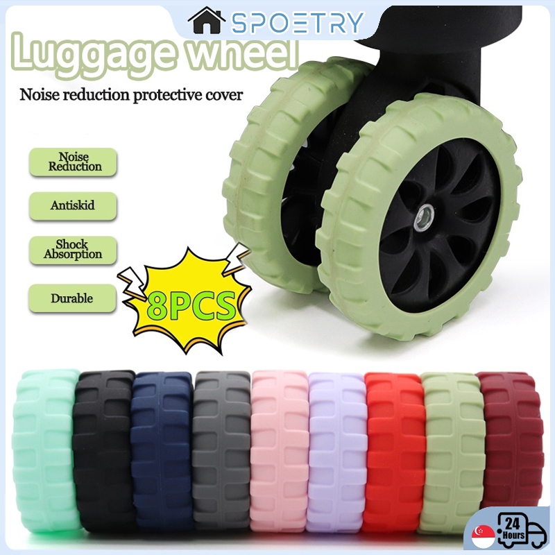 【SG-SPOETRY】8 PCS Luggage Wheel Protector Suitcase Wheels Ring Rubber Ring Protector Luggage Wheel Cover Noise Reduction
